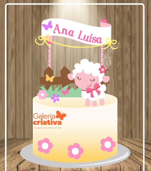 Ovelhinha cute em Camadas Arquivo Topo de Bolo Ovelhinha cute em Camadas - Imagem 1