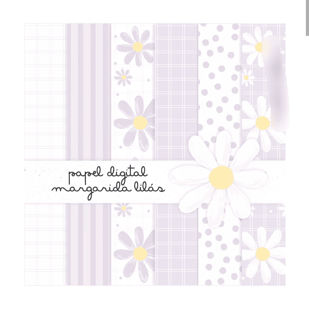 PAPEL-DIGITAL-MARGARIDA-LILAS Kit Digital Papeis Margarida Lilas - Imagem 1