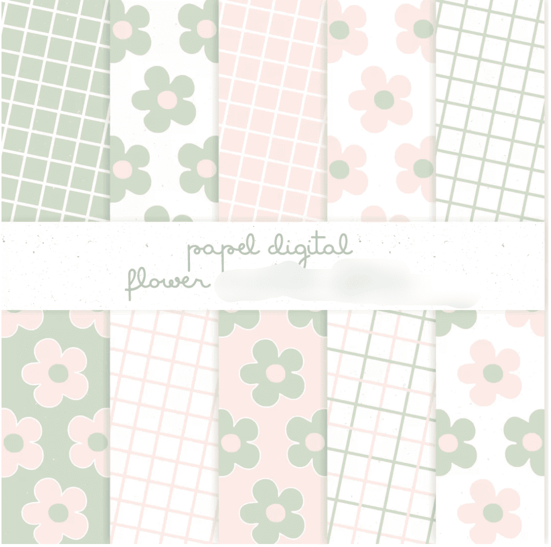 PAPEL DIGITAL VERDE E SALMAO Kit Digital Papeis Volta ao Sol Rosa - Imagem 1