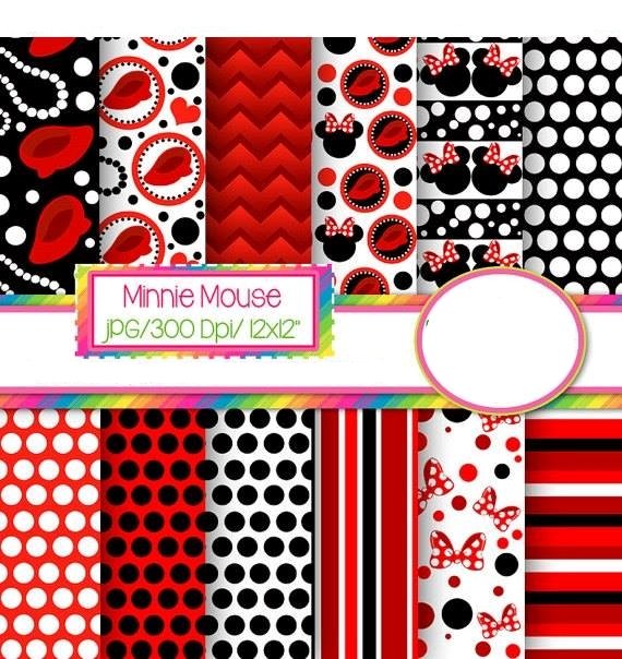 PAPER MINNIE MOUSE Kit Digital Papel Minnie Mouse Vermelho - Imagem 1