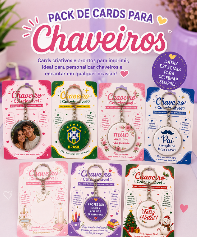 Pack Cards Chaveiro Arquivo Pack Cards Chaveiro - Imagem 1