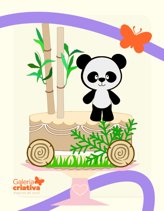 Pandinha Bambu em Camadas 2 Arquivo Topo de Bolo Pandinha Bambu em Camadas 2 - Imagem 1