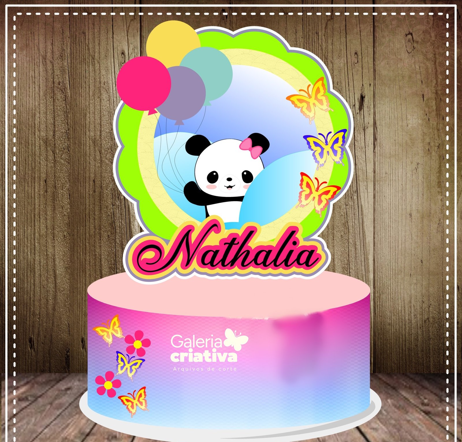 Pandinha Circular Arquivo Topo de Bolo Pandinha Circular - Imagem 1