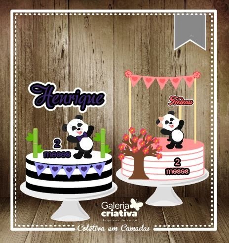 Pandinhas 2 Arquivo Topo de Bolo Pandinhas 2 - Imagem 1