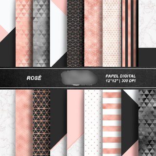 Papeis Nilmara rosê Kit Digital Papeis Black Rosê - Imagem 1
