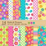 Kit Digital Papeis Passaros  e Flores