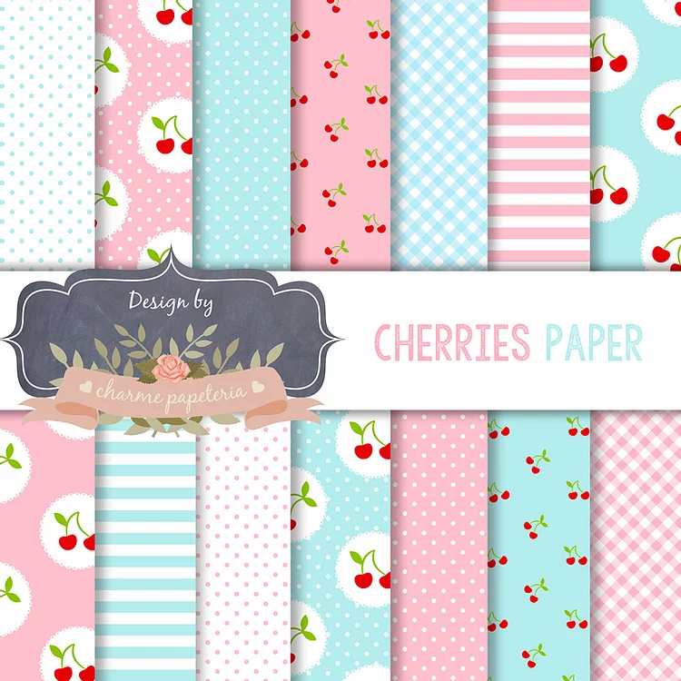 Papel Digital Cerejinha Kit Digital Papeis Cerejinha - Imagem 1