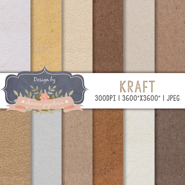 Papel Digital Kraft Kit Digital Papeis Kraft - Imagem 1
