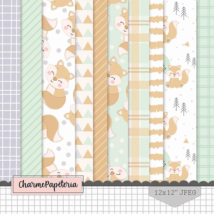 Papel Digital Raposinha Kit Digital Papeis Raposinha - Imagem 1