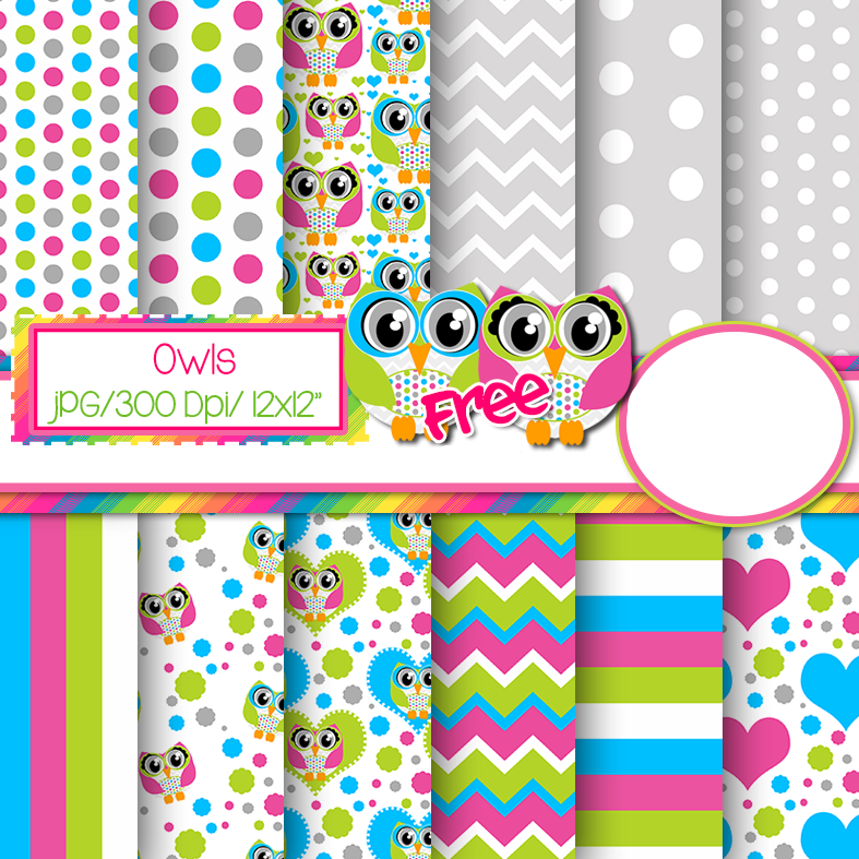 Paper Owls Kit Digital Papel Corujinha - Imagem 1