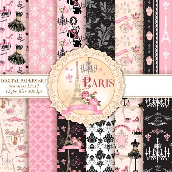 Paris Kit Digital Papeis Paris - Imagem 1