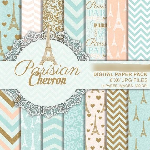 Parisian Chevron Kit Digital Papeis Paris Diva - Imagem 1