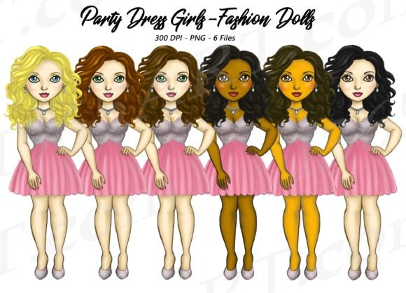 Party_Dress_Girls Arquivo Kit Digital Mulheres Negras Estilosas 2 - Imagem 1