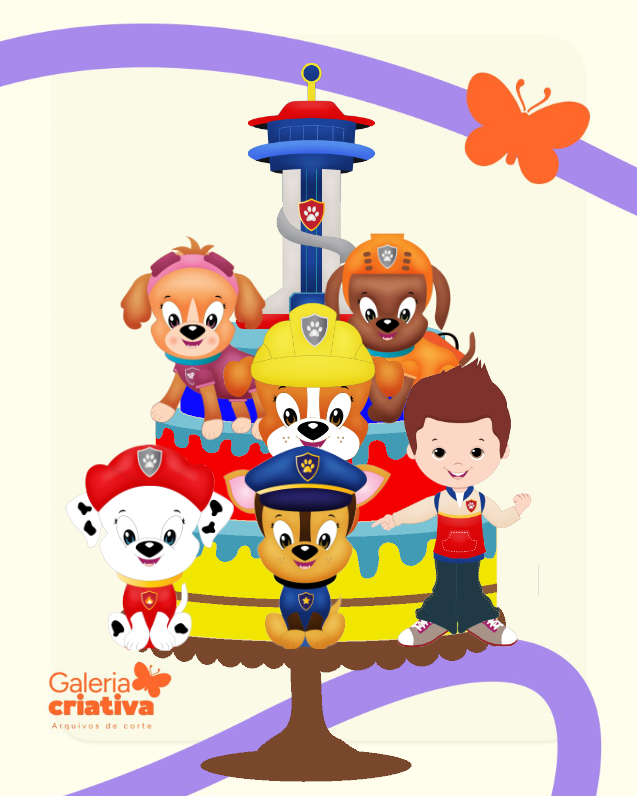 Patrulha Canina Cute Arquivo Topo de Bolo Patrulha Canina Cute - Imagem 1