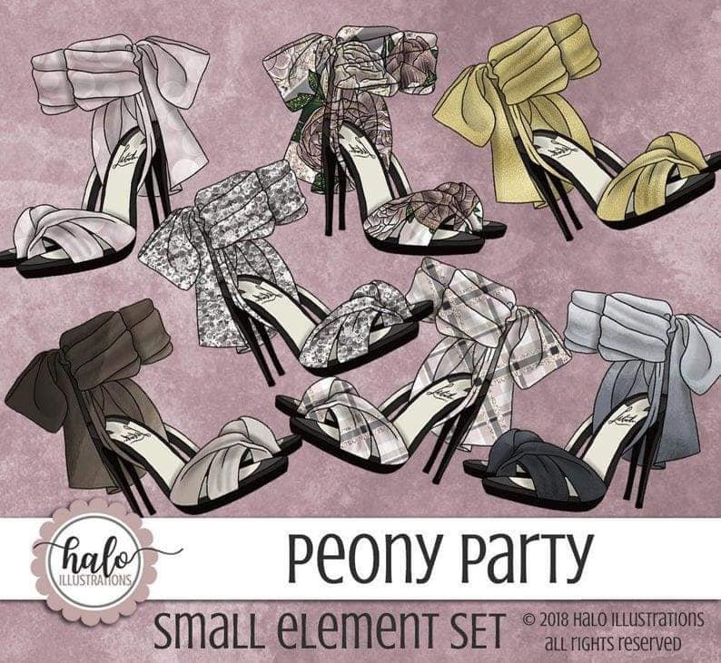 Peony Party Small Elements-Halo Kit Digital Sandalias de Festas - Imagem 1