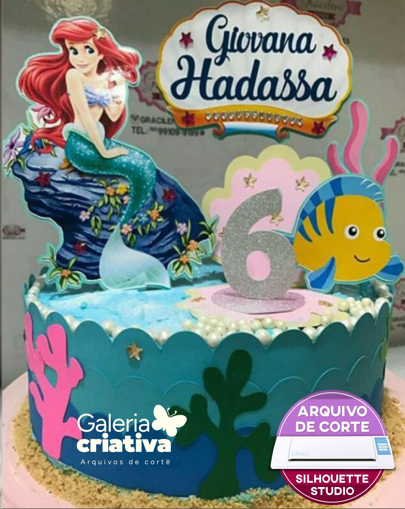Pequena Sereia Ariel 2 Arquivo Topo de Bolo Pequena Sereia Ariel 2 - Imagem 1