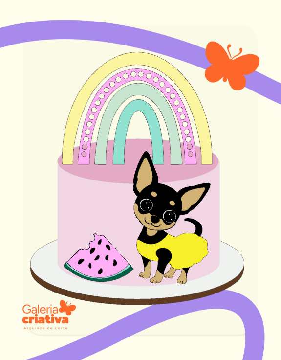 Pet Cachorrinha Pinscher Arquivo Topo de Bolo Pet Cachorrinha Pinscher - Imagem 1