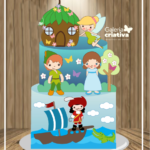Arquivo Topo de Bolo Peter Pan Cute em Camadas