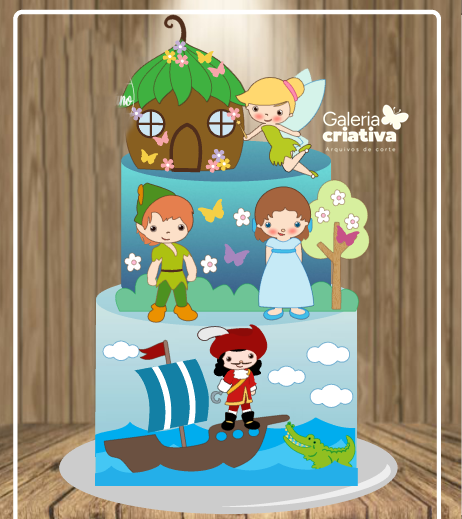 Peter Pan Cute em Camadas Arquivo Topo de Bolo Peter Pan Cute em Camadas - Imagem 1