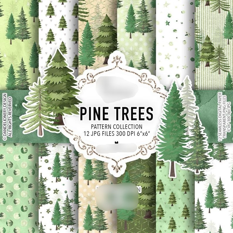 Pine_Tree_Paper Kit Digital Papeis Arvore Pinho - Imagem 1