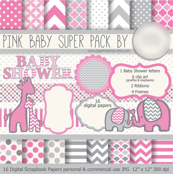 Pink Baby Kit Digital Papeis Baby Pink - Imagem 1