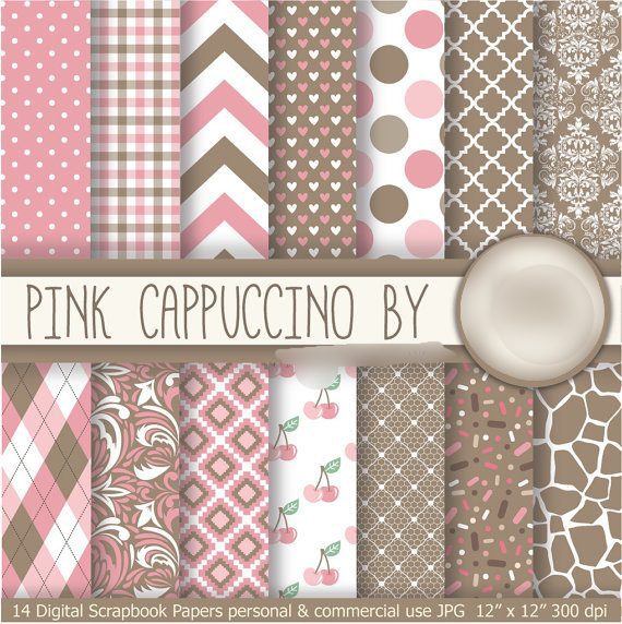 Pink Cappuccino Kit Digital Papeis Cappuccino Rosa - Imagem 1