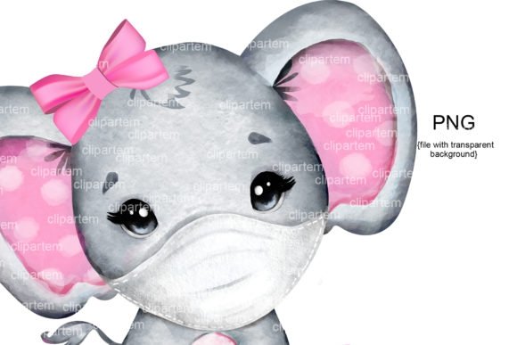Pink Elephant Mask Kit Digital Mascara de Elefante Rosa - Imagem 1