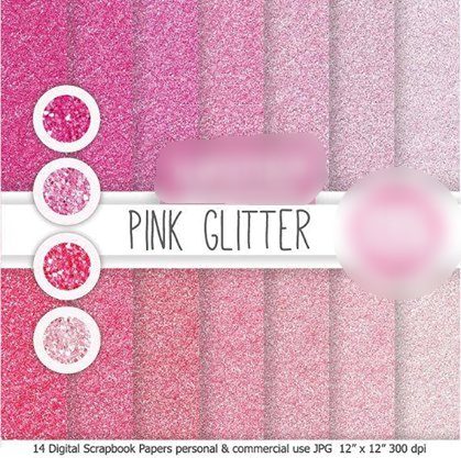 Pink Glitter Kit Digital Papeis Gliter Pink - Imagem 1