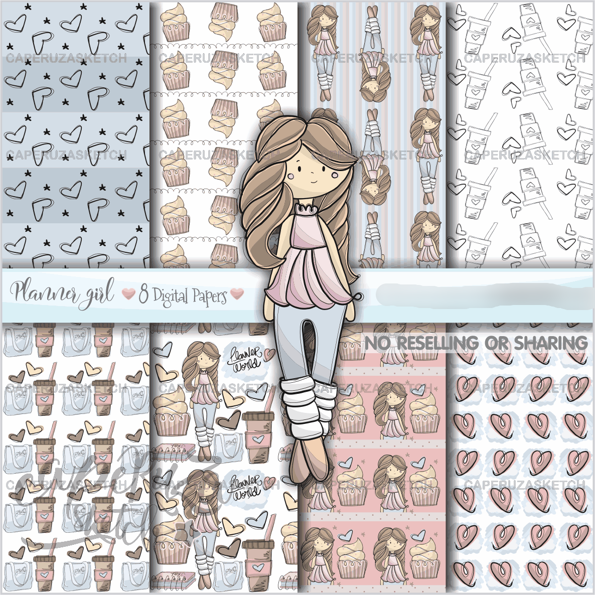 Planner Girl Paper Kit Digital Papeis Menina Planner - Imagem 1