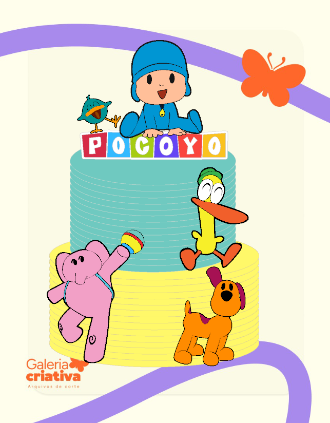 Pocoyo em Camadas Arquivo Topo de Bolo Pocoyo em Camadas - Imagem 1