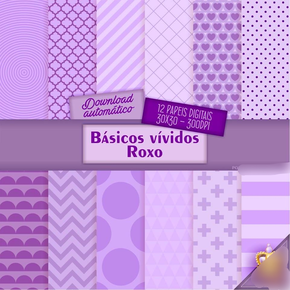 Pomposa_básico_vívido_roxo Kit Digital Papeis Basicos Vividos Roxo - Imagem 1