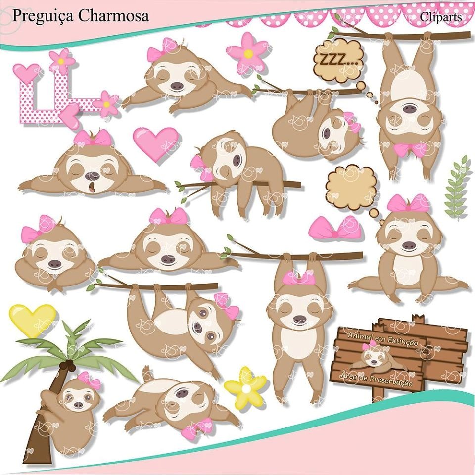 Preguiça Charmosa Kit Digital Preguiça Charmosa - Imagem 1