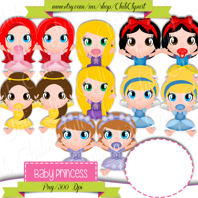 Princesas Bebes Chiliclipart Kit Digital Princesas Bebês - Imagem 1