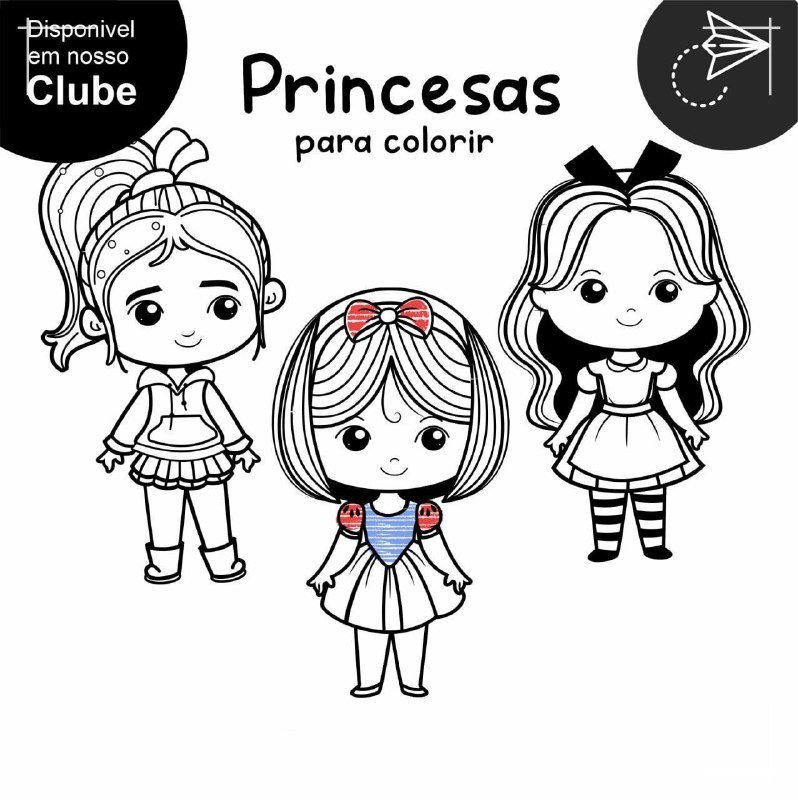 Princesas para colorir Kit Digital Princesas para Colorir - Imagem 1