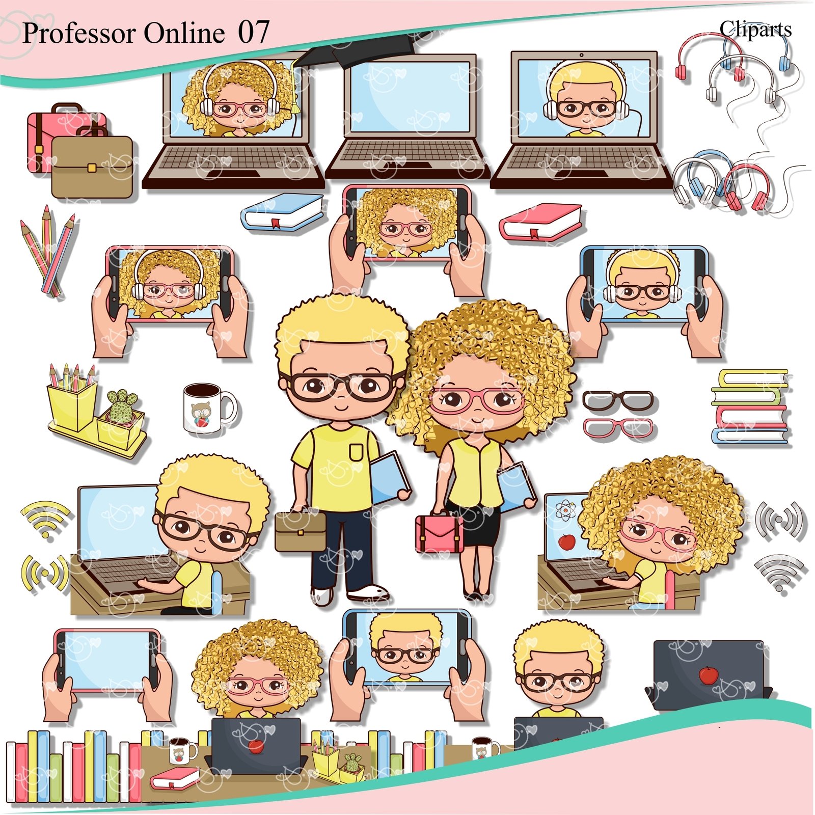 Professor Online_07_cp Kit Digital Professor Online Cabelos Cacheados Loiros - Imagem 1