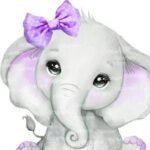 Kit Digital Elefante Menina Arco Roxo