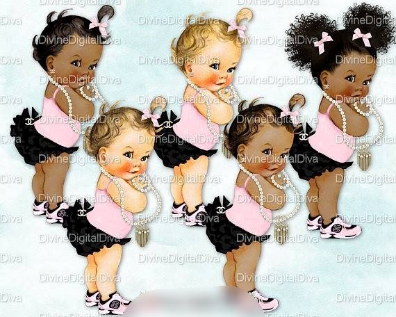 RPChanelPinkBlackPearls Kit Digital Bebê Pérolas Pretas Rosa - Imagem 1