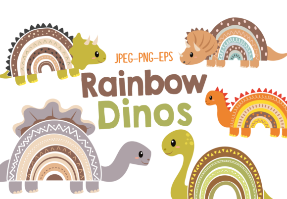 Rainbow Dinosaurs Kit Digital Dinossauros Arco-íris - Imagem 1