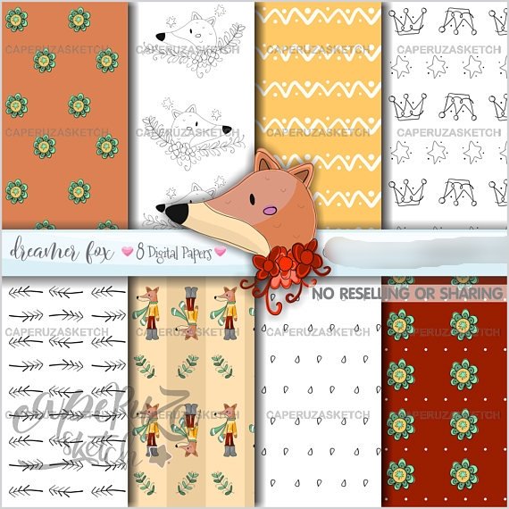 Raposa Papers Kit Digital Papeis Raposa - Imagem 1