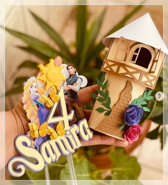 Rapunzel Enrolados Torres 3D Arquivo Topo de Bolo Rapunzel Enrolados Torres 3D - Imagem 1