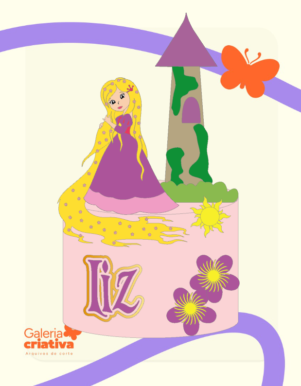 Rapunzel Enrolados em Camadas 7 Arquivo Topo de Bolo Rapunzel Enrolados em Camadas 7 - Imagem 1