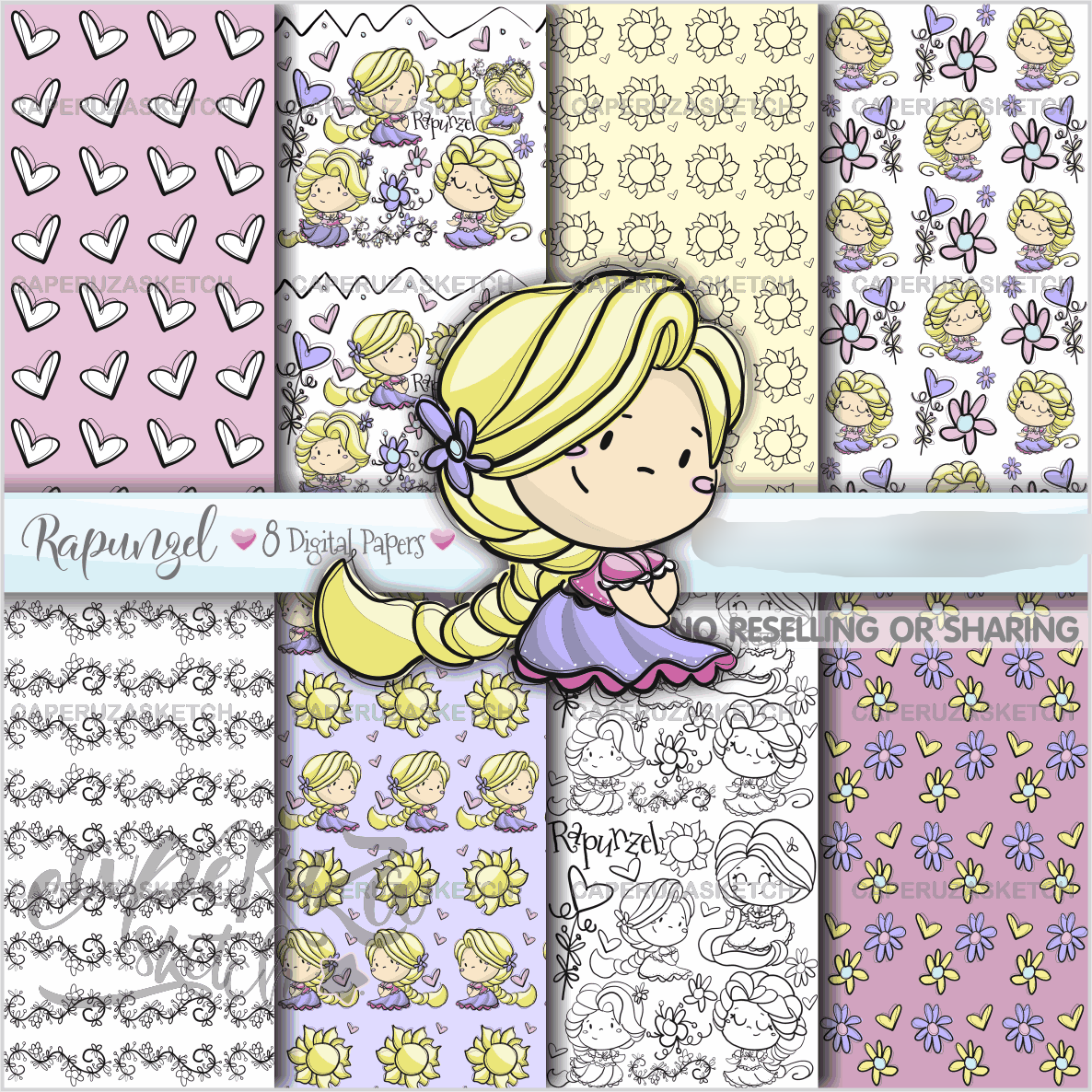 Rapunzel Papers Kit Digital Papeis Rapunzel - Imagem 1