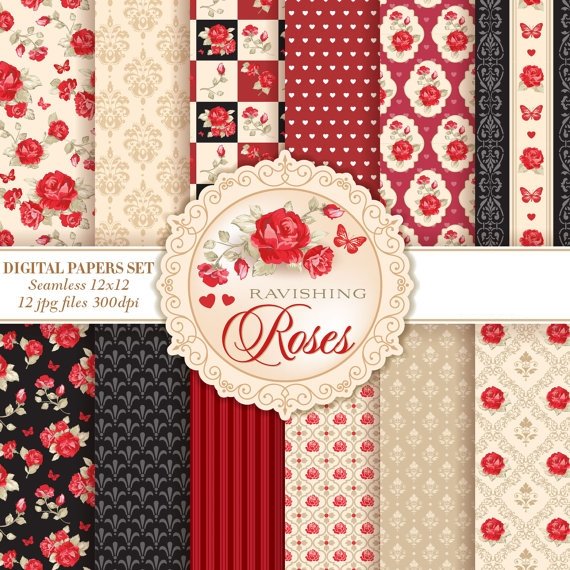 RavishingRoses Kit Digital Papeis Rosas Deslumbrantes - Imagem 1