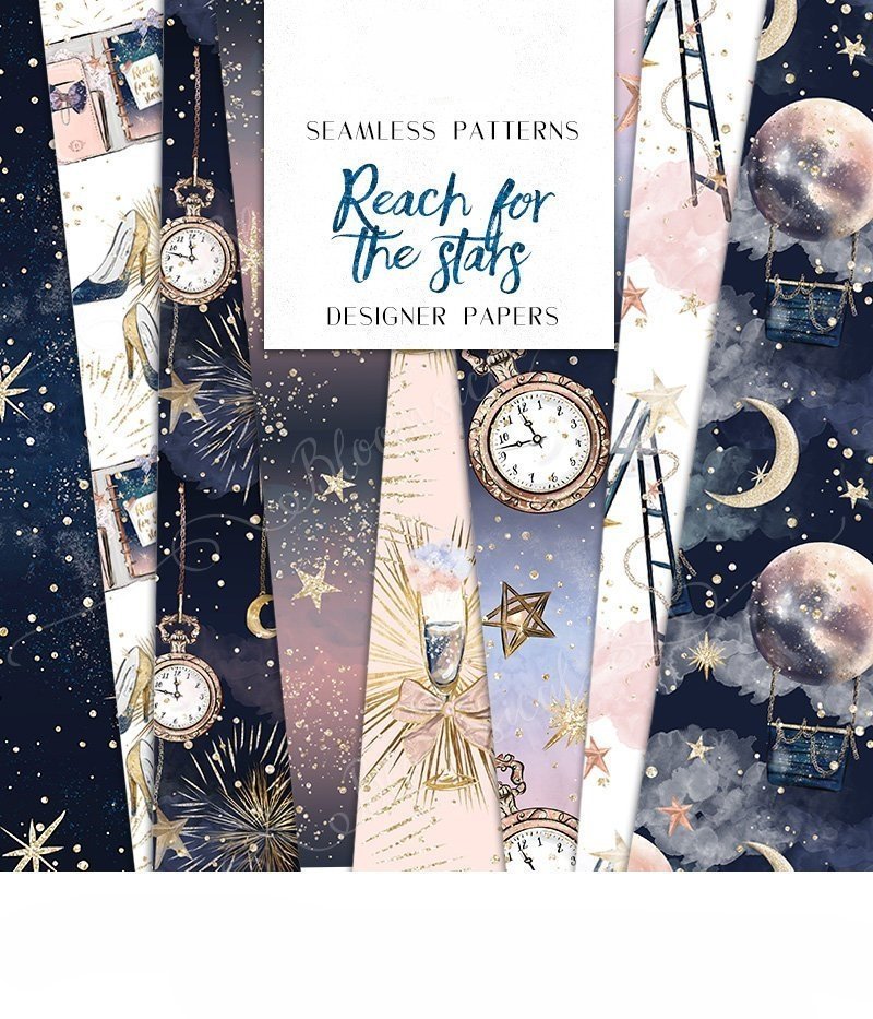 Reach_For_The_Stars_Paper Kit Digital Papeis Mini Alcance as Estrelas - Imagem 1