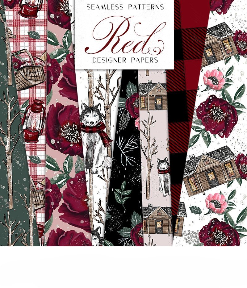 Red_Paper Kit Digital Papeis Vermelho Fashon - Imagem 1