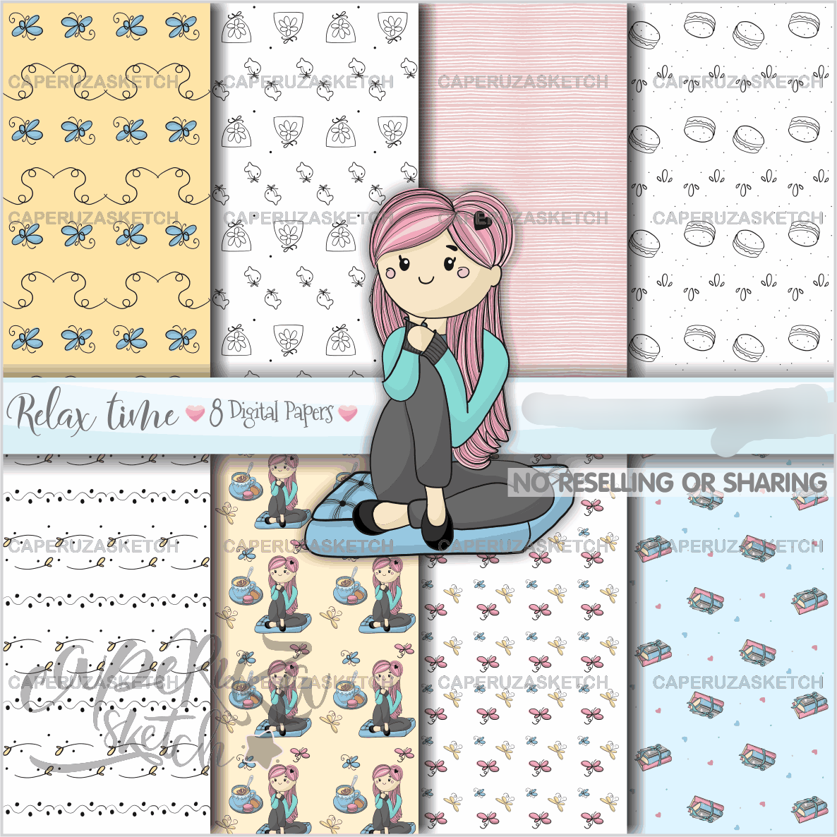 Relax Time Paper Kit Digital Papeis Descanso - Imagem 1