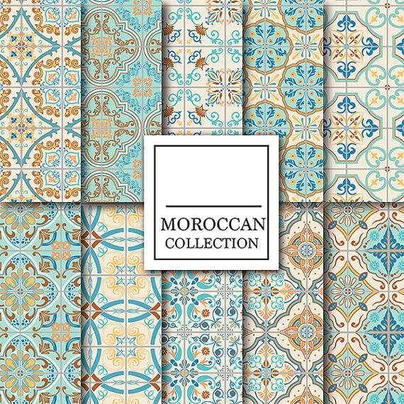 Retro_moroccan Kit Digital Papeis Marroquinho - Imagem 1