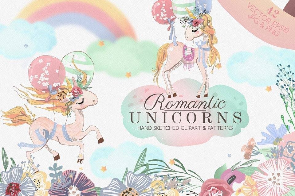 Romantic_Unicorn Kit Digital Unicornio Romantico - Imagem 1