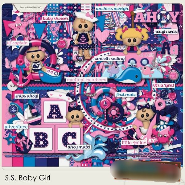 SSBabyGirl Kit Digital Marinheira Baby - Imagem 1