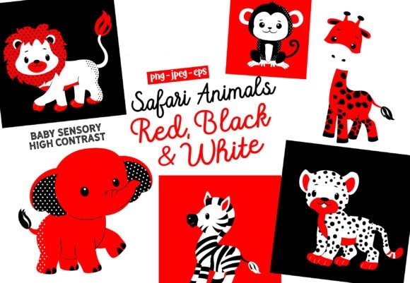 Sensory High Contrast – Safari Animals Kit Digital Animais de Safari - Imagem 1
